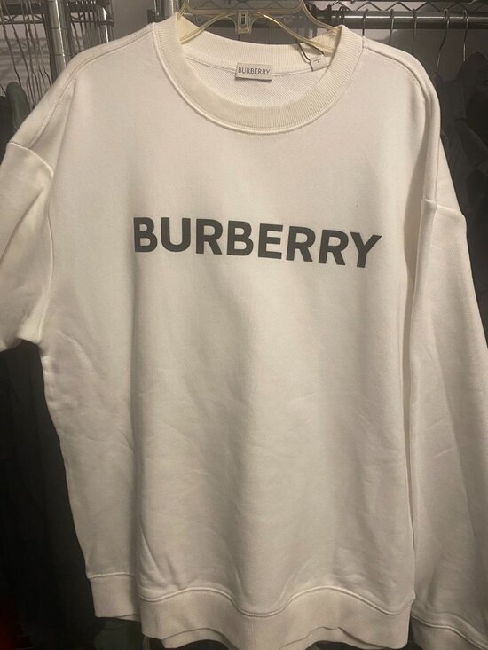 Burberry Other - Burberry White Black Logo Crewneck Pullover Sweatshirt Size L
